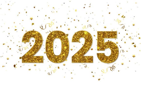 2025 Golden Glitter Happy New Year Text Review