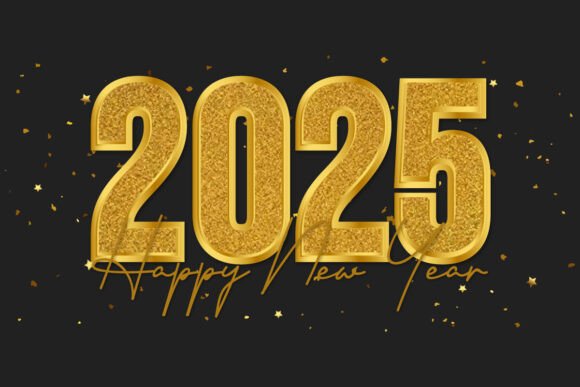 2025 New Year Golden Glitter Graphics & Illustrations