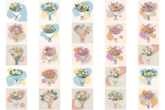 Birth Flower Bouquet Bundle Graphics & Illustrations