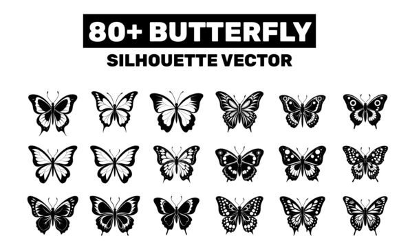 Butterfly Silhouette Set Bundle: Graphics & Illustrations