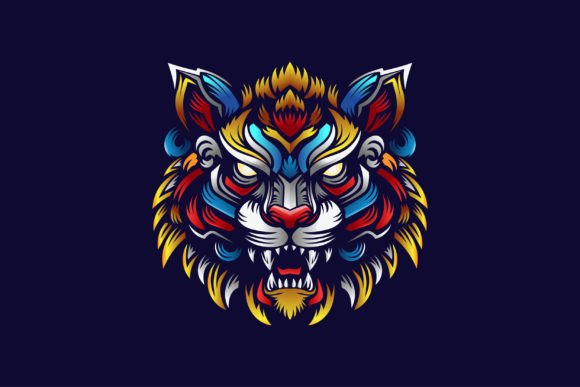 Colorful Tiger Head Roaring Vector Graphics Review