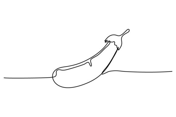 Eggplant One Continuous Line Graphics & Illustrations