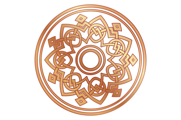 Golden Monogram with Abstract Round Deco Graphics