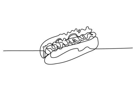 Hot Dog One Continuous Line Graphics & Illustrations
