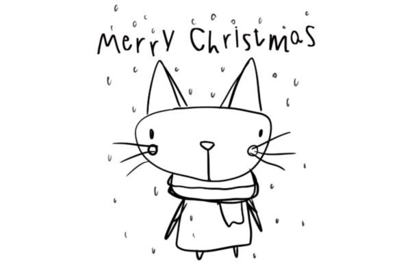 Merry Christmas Lovely Cat Graphics & Illustrations