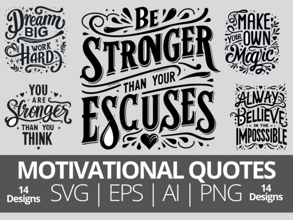 Motivational Quotes SVG Bundle: Graphics & Illustrations