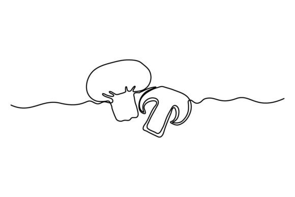 Mushroom One Continuous Line Graphics & Illustrations