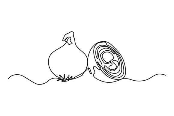 Onion Slice One Continuous Line Graphics & Illustrations