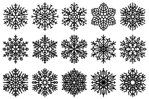 Snowflake Line Art Set: Graphics & Illustrations