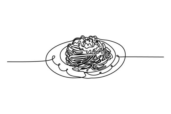 Spaghetti One Continuous Line Graphics & Illustrations