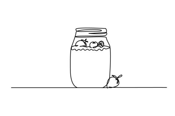 Strawberry Smoothie One Continuous Line Graphics