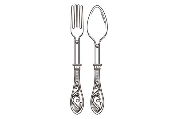Vintage Spoon and Fork Graphics & Illustrations