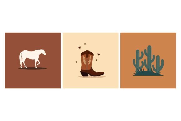 Wild West Cards in Boho Style Graphics Review