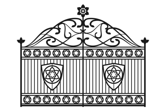 Wrought Gate Black Silhouette Graphics & Illustrations